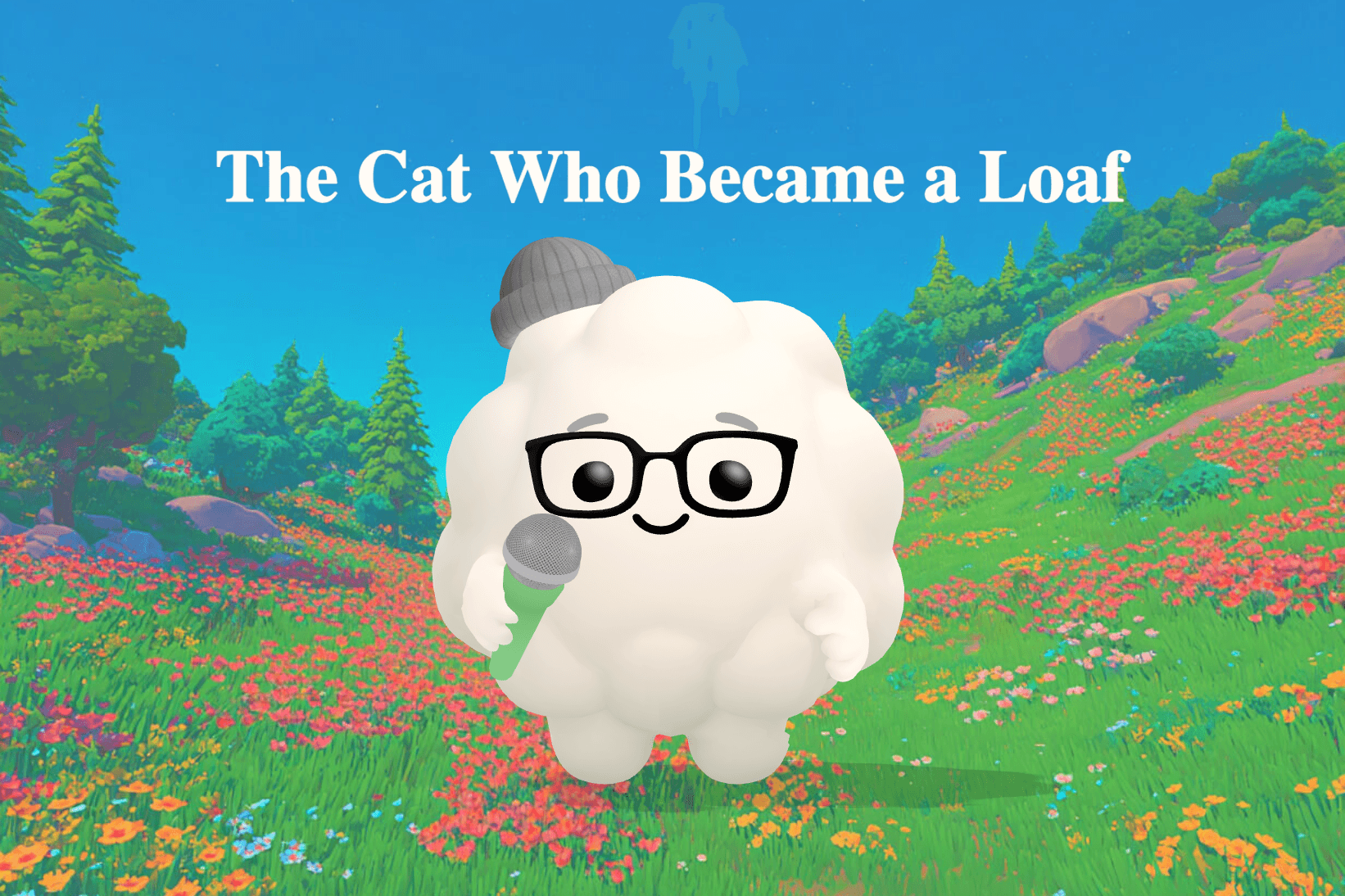 A golden loaf of bread with glowing cat eyes sitting on a wizard's workbench in a cozy candlelit tower room.