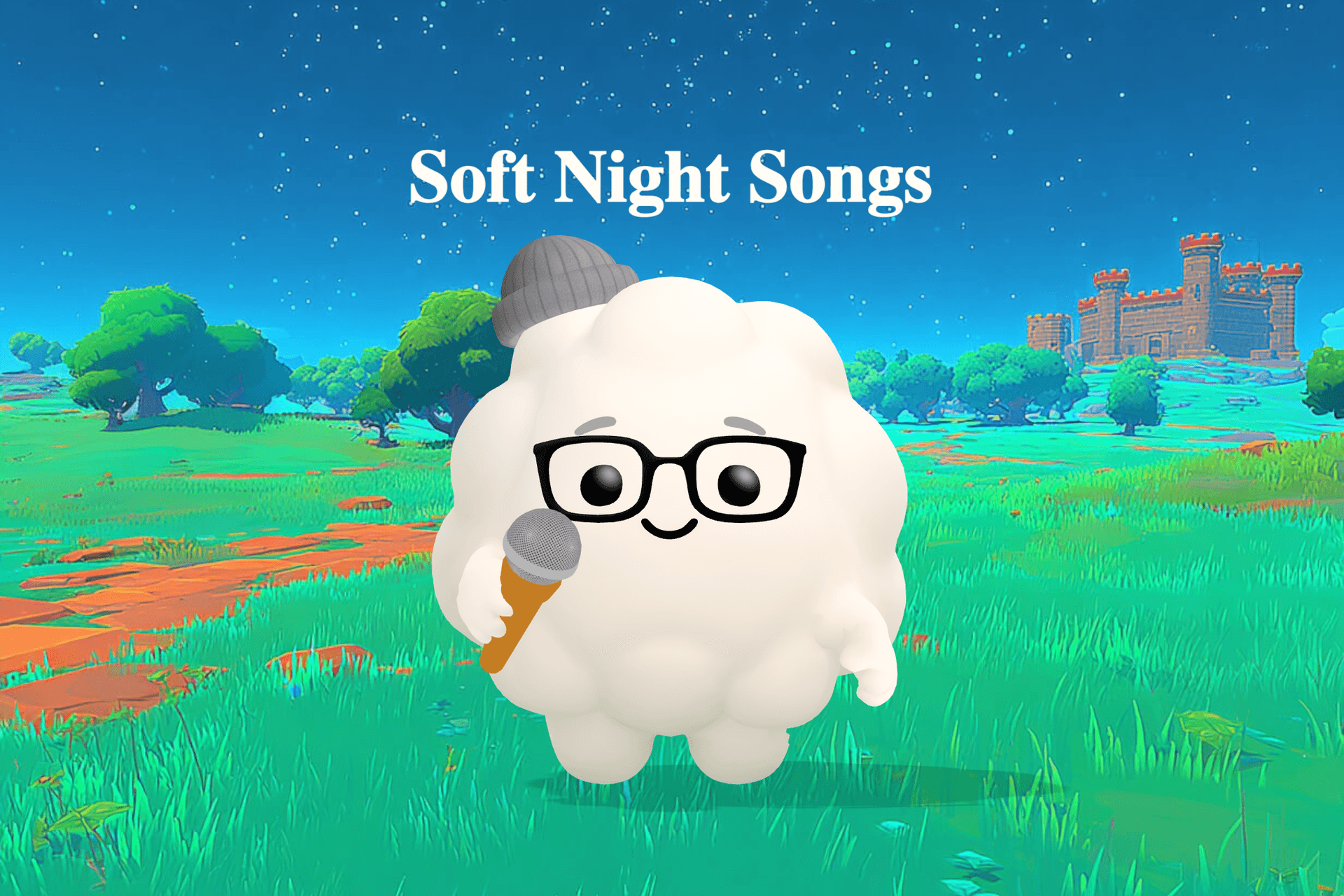 A sleeping child beneath a soft night sky filled with silver stars, calm ocean waves, and glowing fireflies floating through a quiet forest.