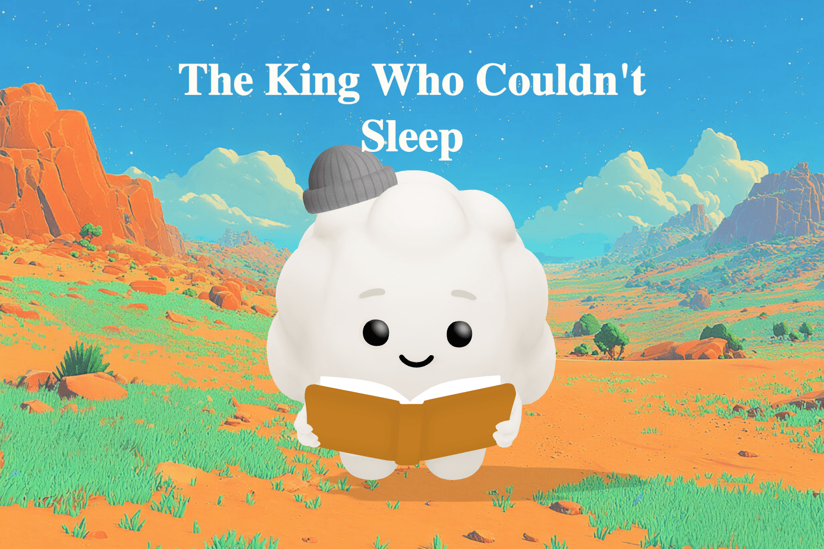 A sleepless king in heavy robes stands on moonlit battlements gazing at bright stars above a peaceful sleeping kingdom.