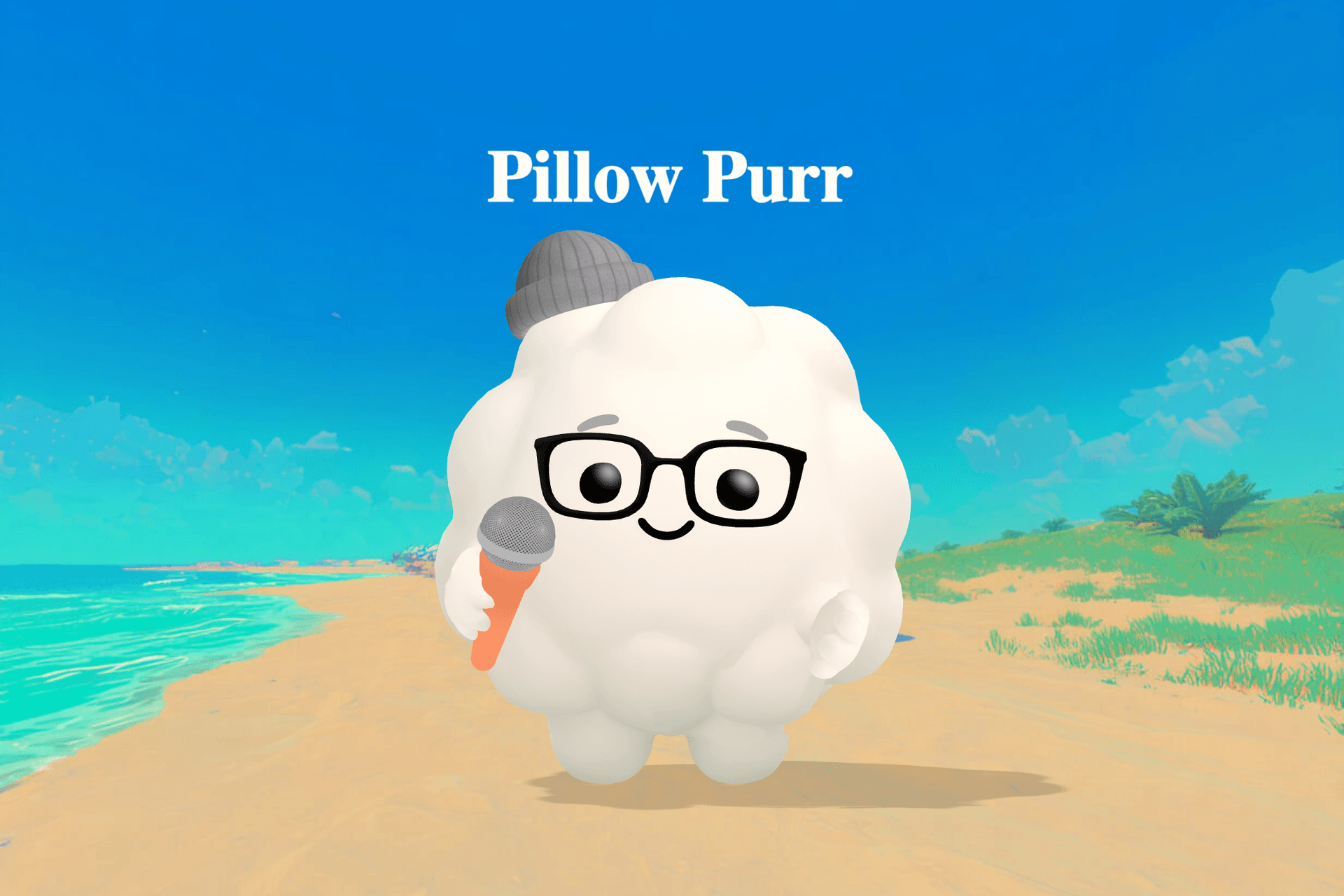 A soft kitten curled on a pillow in a dim moonlit room, purring gently as silver light spills through a curtained window.