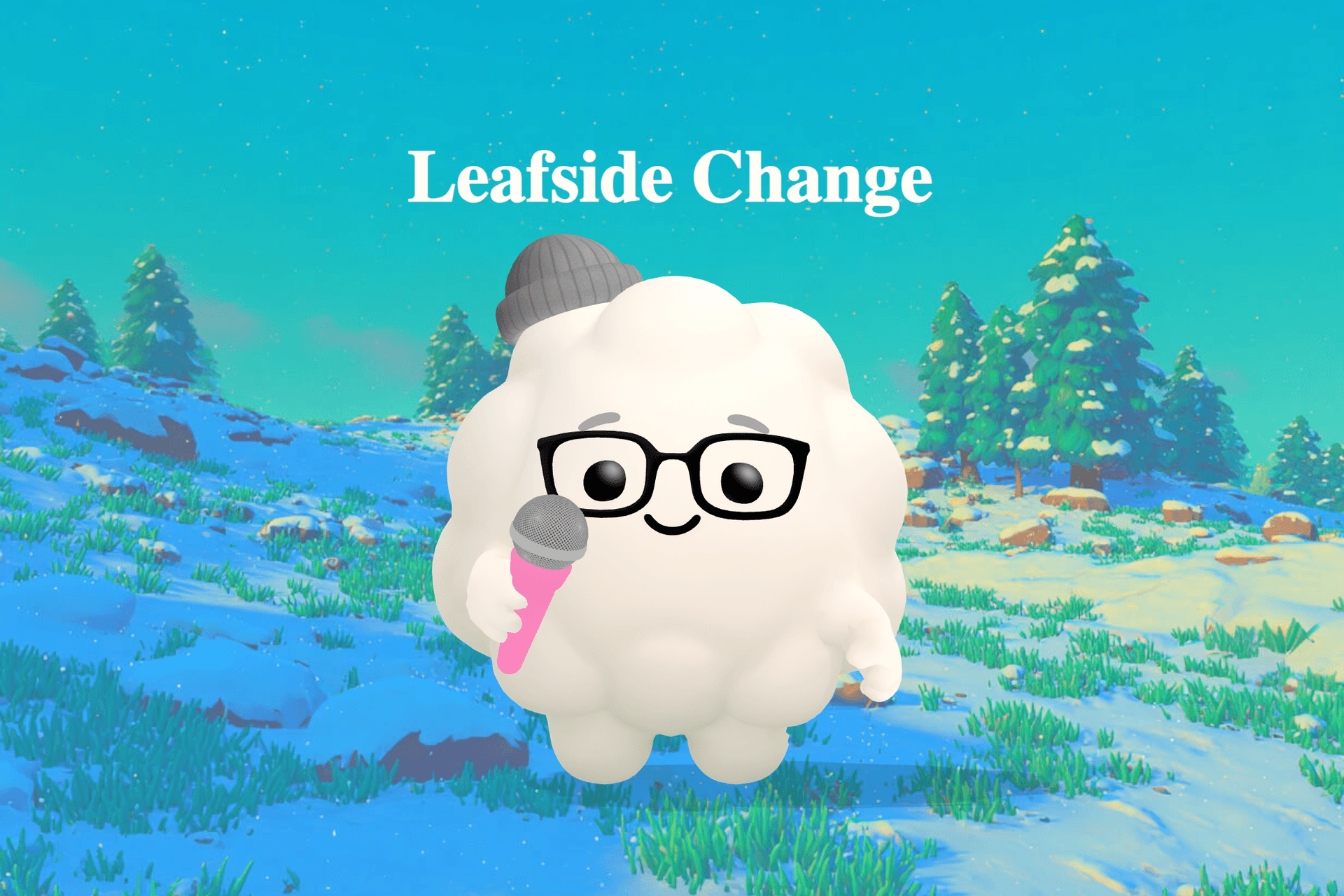 A soft, dreamy illustration of a small caterpillar resting peacefully on a glowing green leaf beneath a starlit sky.