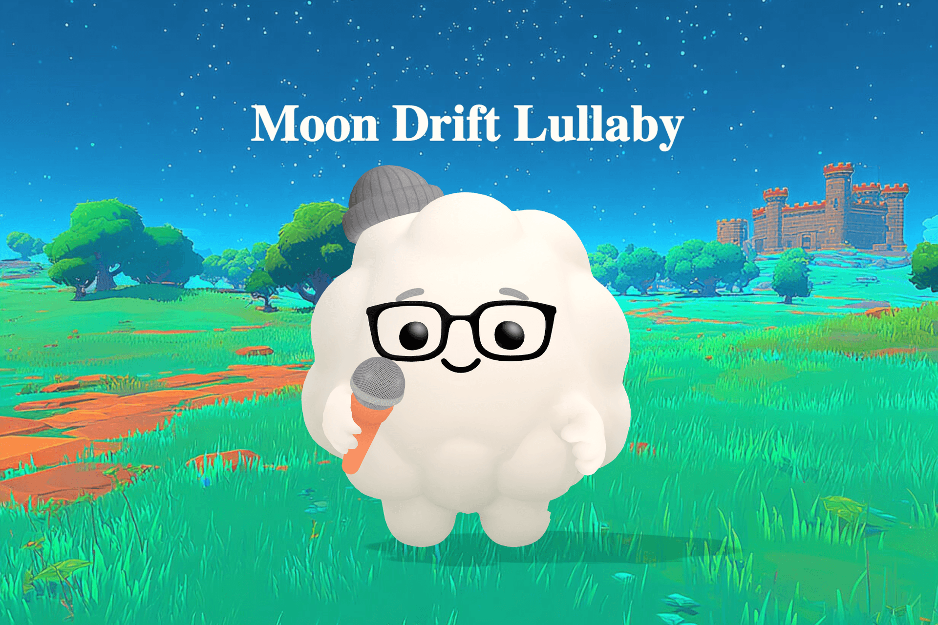 A dreamy moonlit scene with silver stars shimmering above a small boat rocking gently on a peaceful blue sea while a baby sleeps.