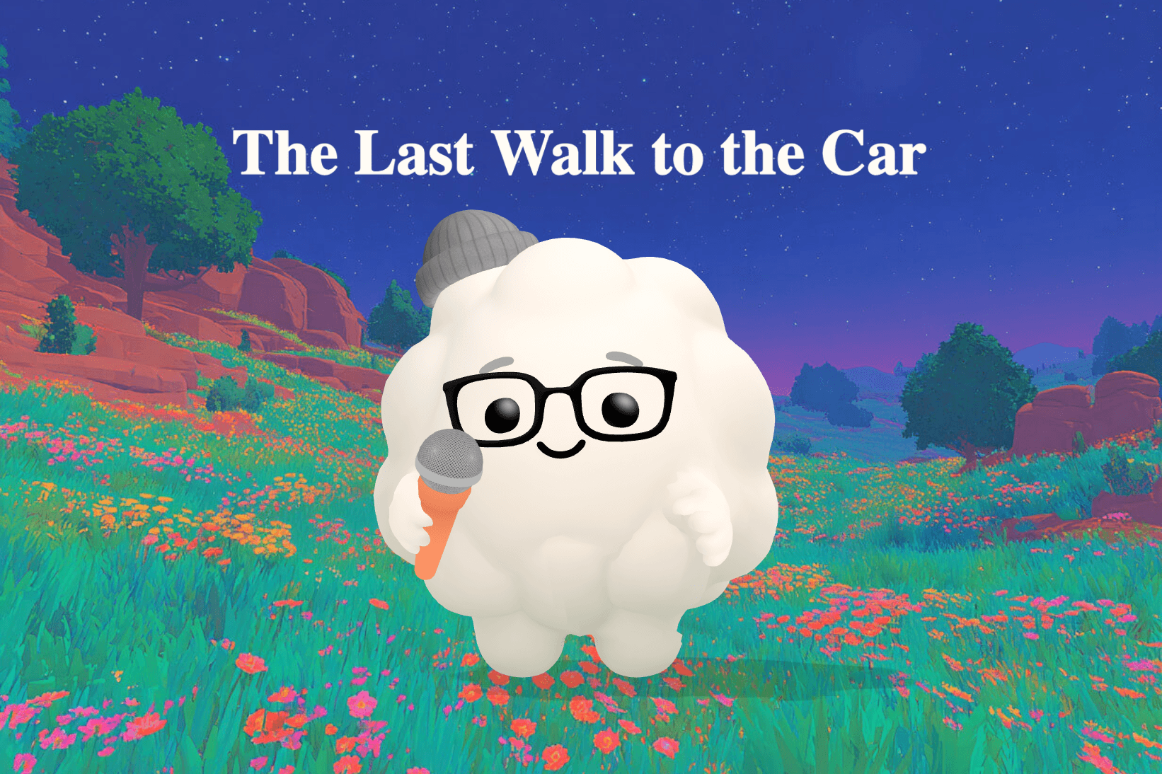 A woman standing in a golden lit parking lot holding a collection of handwritten notes while a small cactus peeks out of her bag.