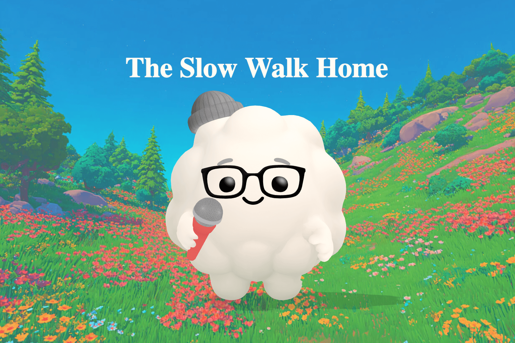 An elderly couple walks hand in hand through a rainy parking lot glowing with warm orange streetlights outside a cozy restaurant with red curtains.