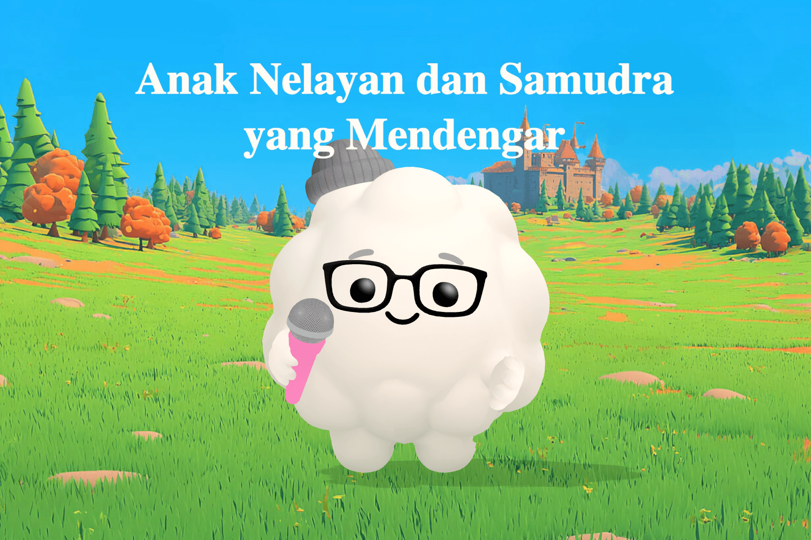 A young girl sits on a moonlit Indonesian beach talking to the ocean while her father watches from a wooden porch behind her.