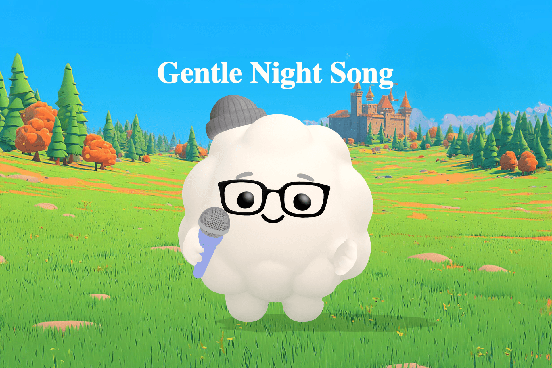 A soft, dreamy nighttime scene with calm stars glowing above a quiet river while gentle cello music fills the still air.