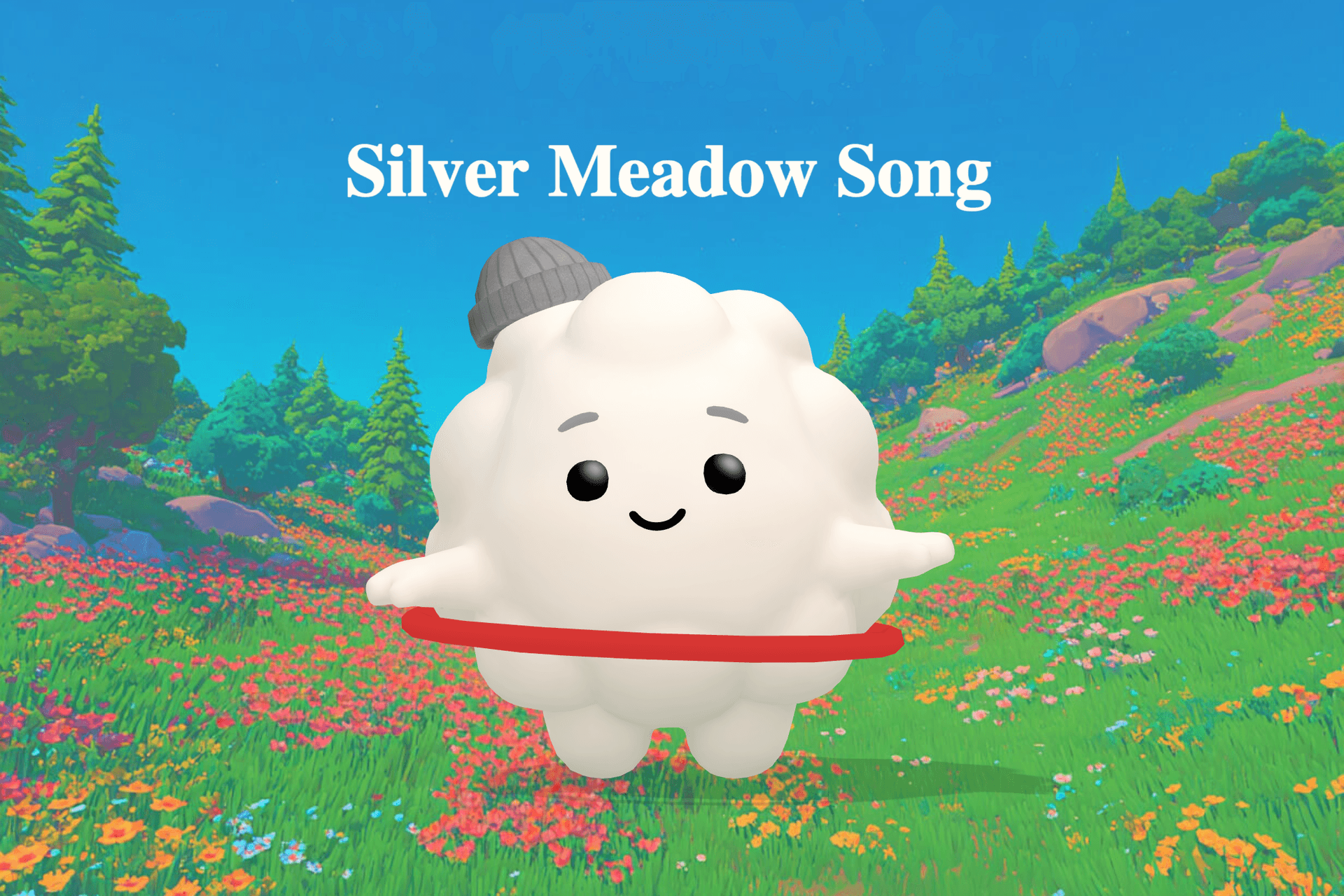 A soft, dreamy meadow bathed in silver light with butterflies drifting through calm night air beside glowing stars.