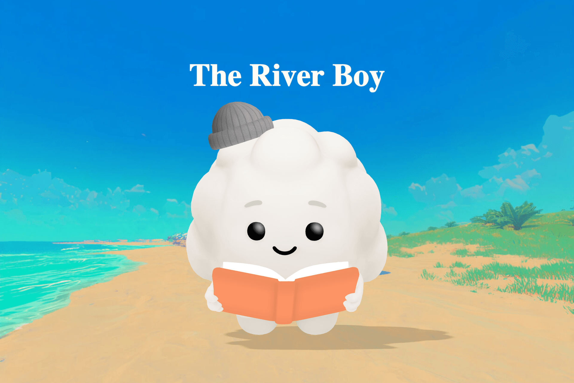 A young boy named Tam holds a glowing lantern while leading people along a crystal path through a parted sea under the moonlight.