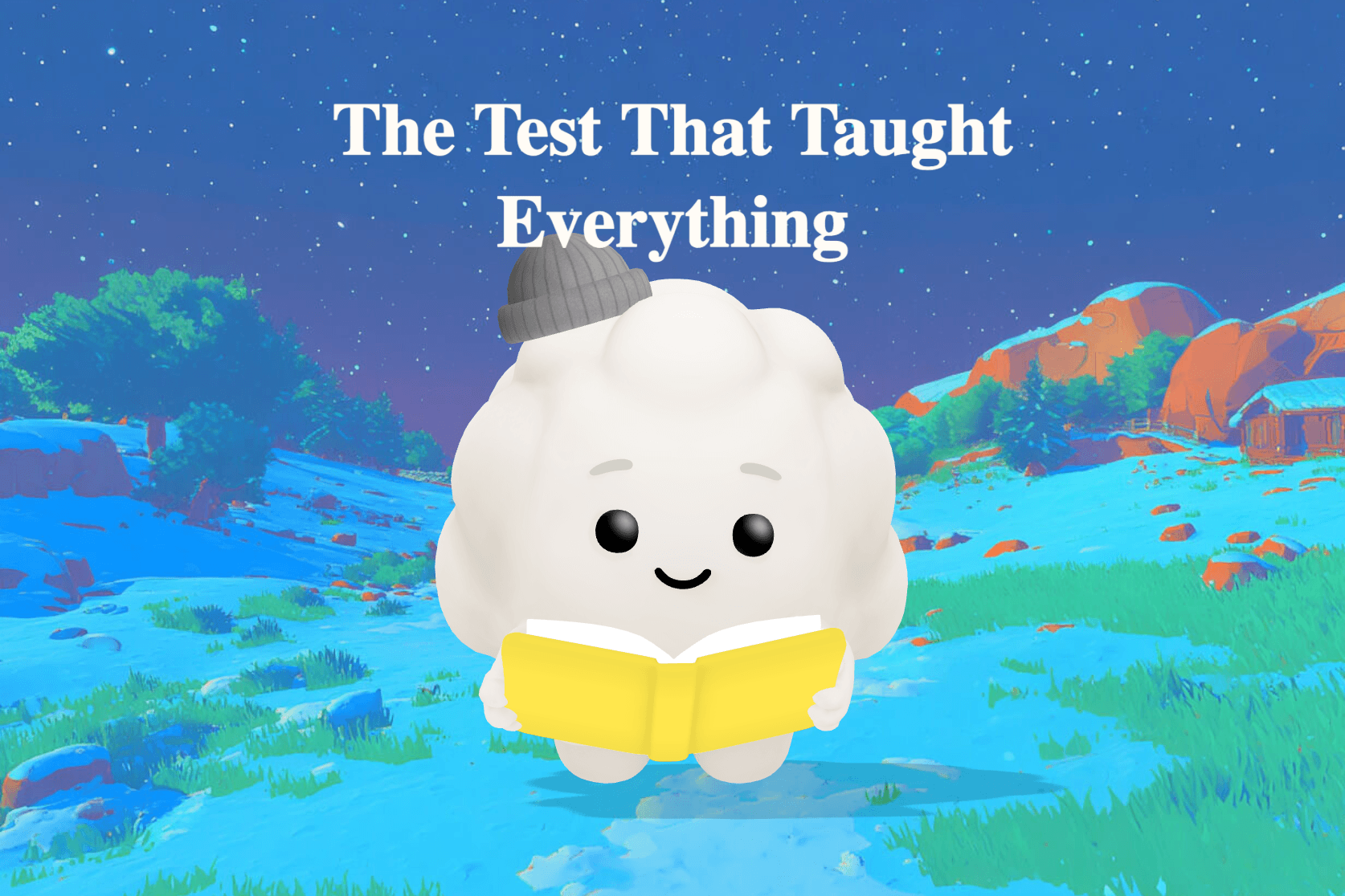 A boy named Marcus sits at a school desk looking at a test paper while autumn leaves glow through the classroom window.