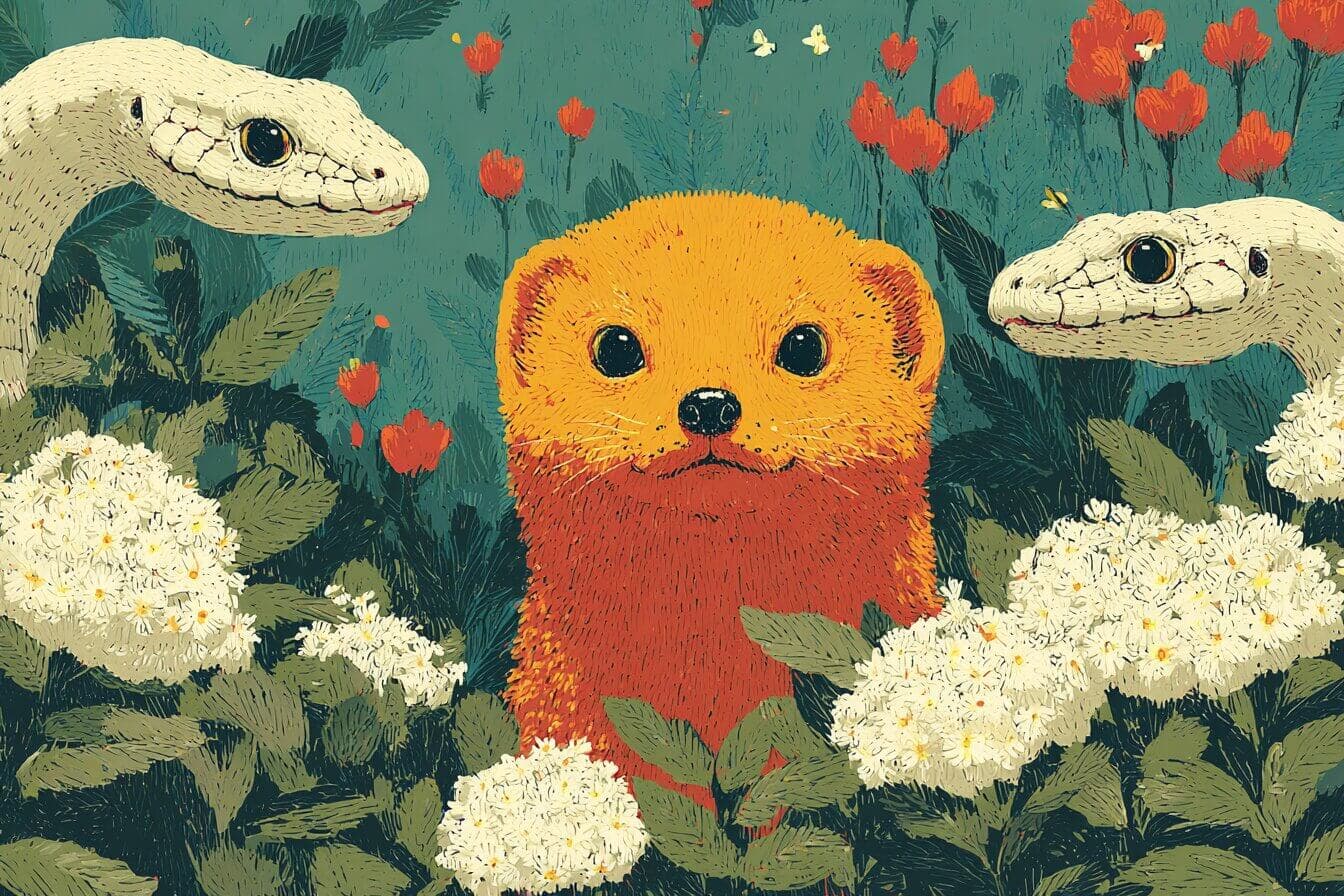 Rikki the mongoose stands watch in a quiet garden near a veranda as morning light warms the leaves.