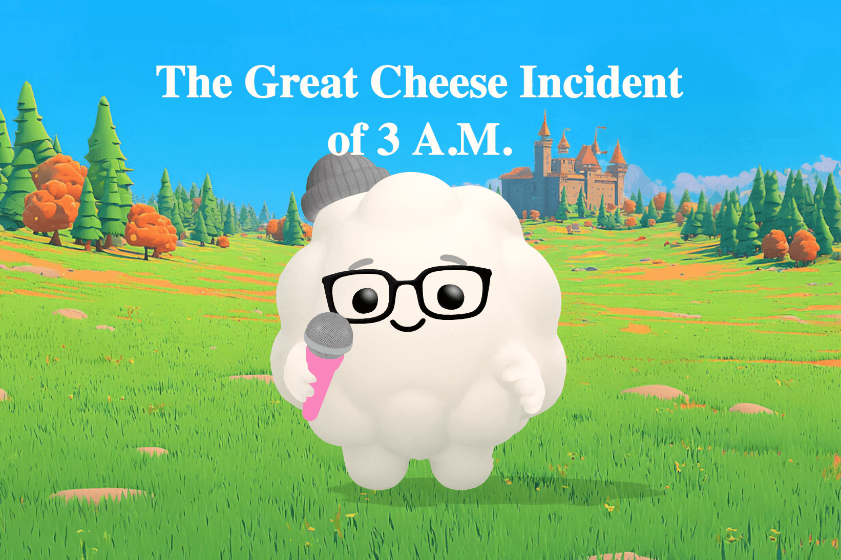 A father holding a flashlight discovers his young daughter eating shredded cheese from an open refrigerator in a dark kitchen at night.