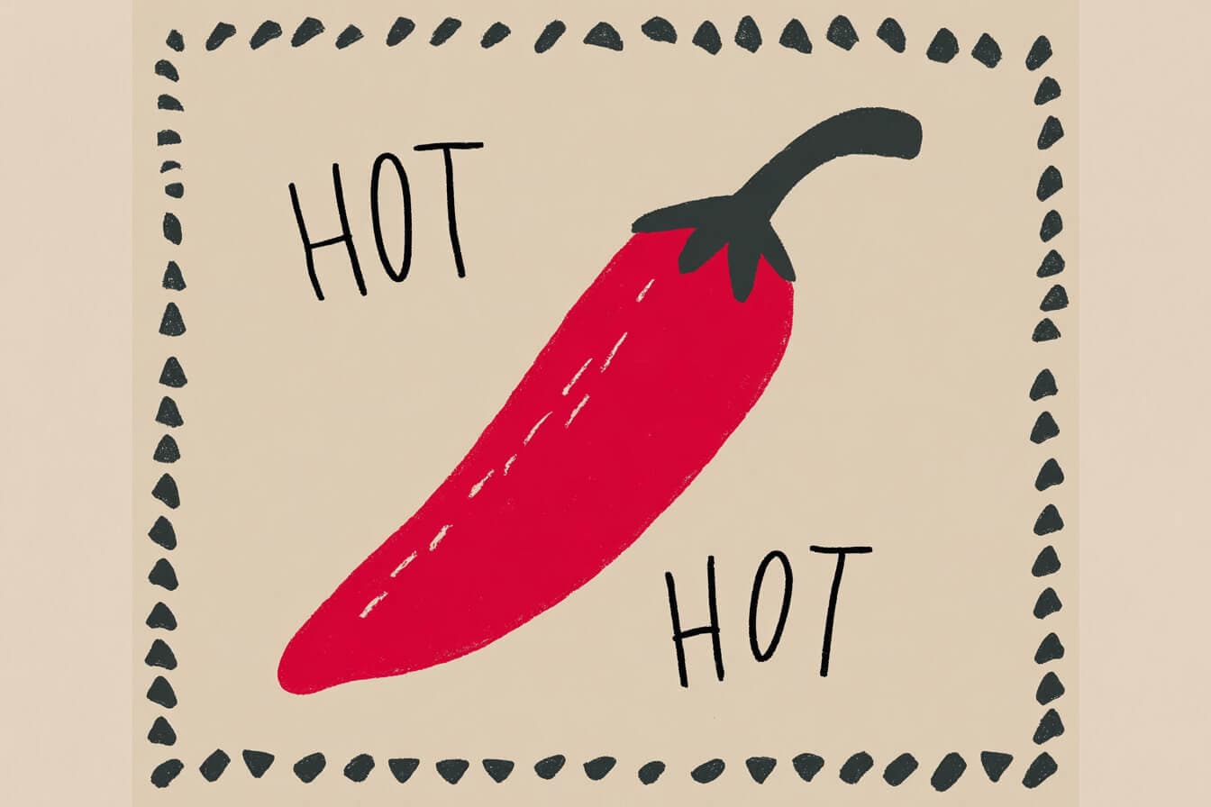 A glowing red pepper on a silver platter in a mysterious spice shop window at dusk