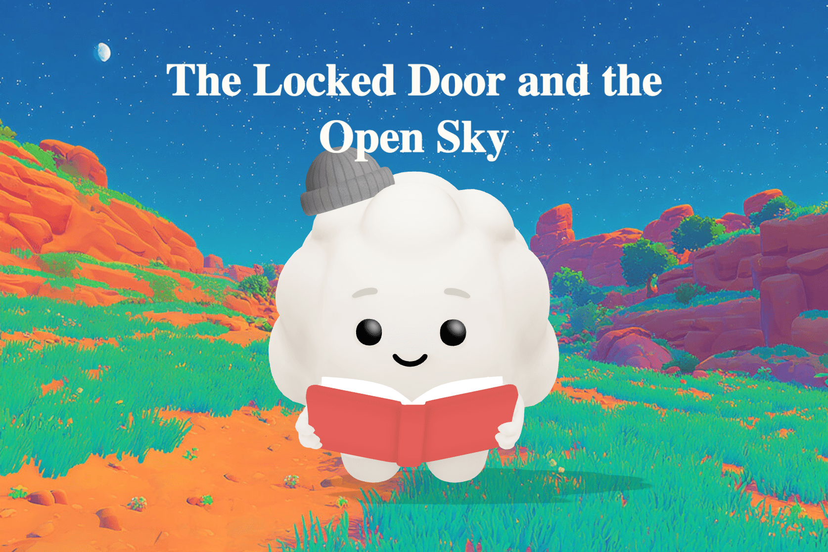 A congregation gathered on a sunlit lawn outside a locked church, singing hymns under an open sky with quilts spread on the grass.