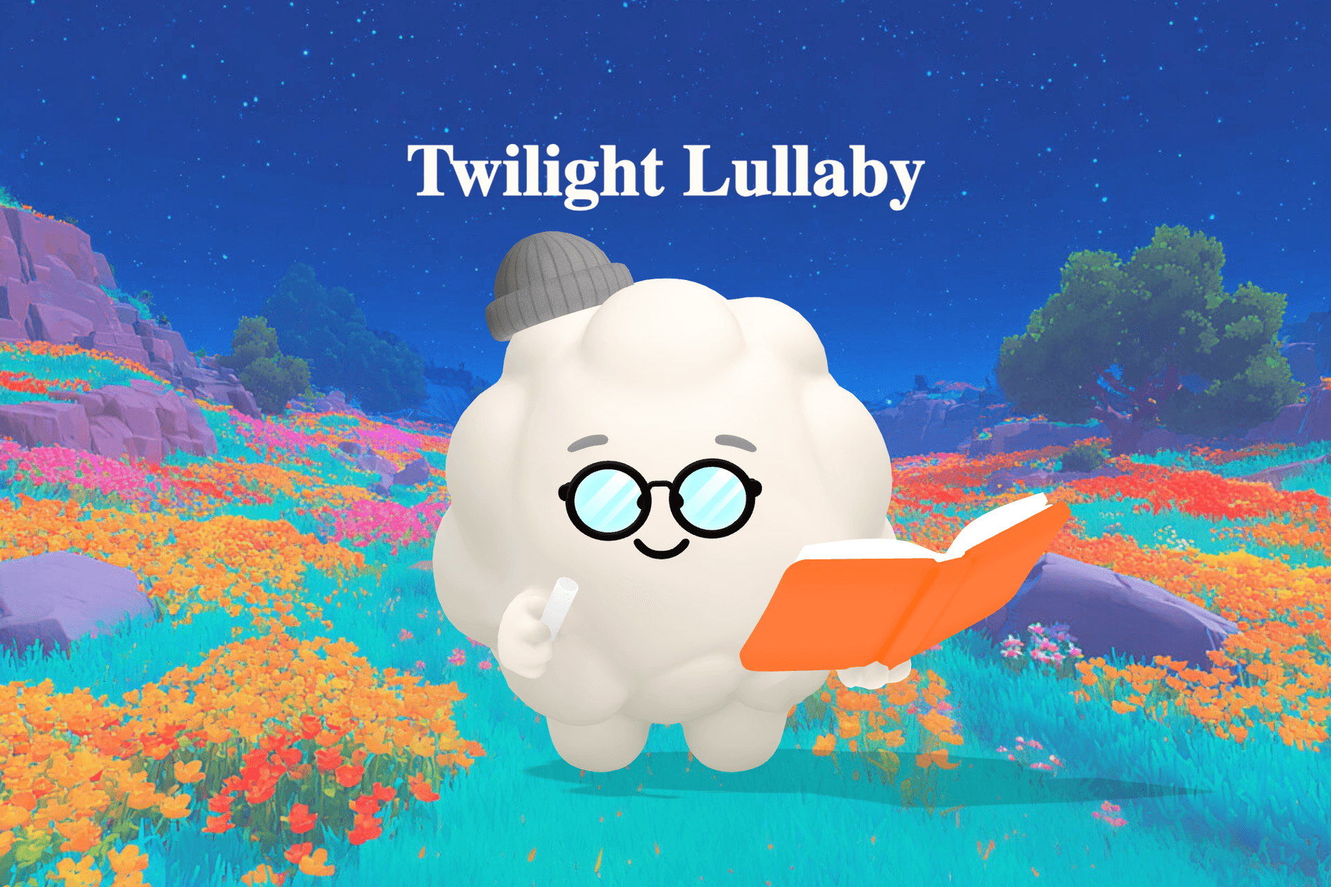 A soft, dreamy scene of silver moonlight washing over a calm velvet ocean beneath a sky of quietly glowing stars.