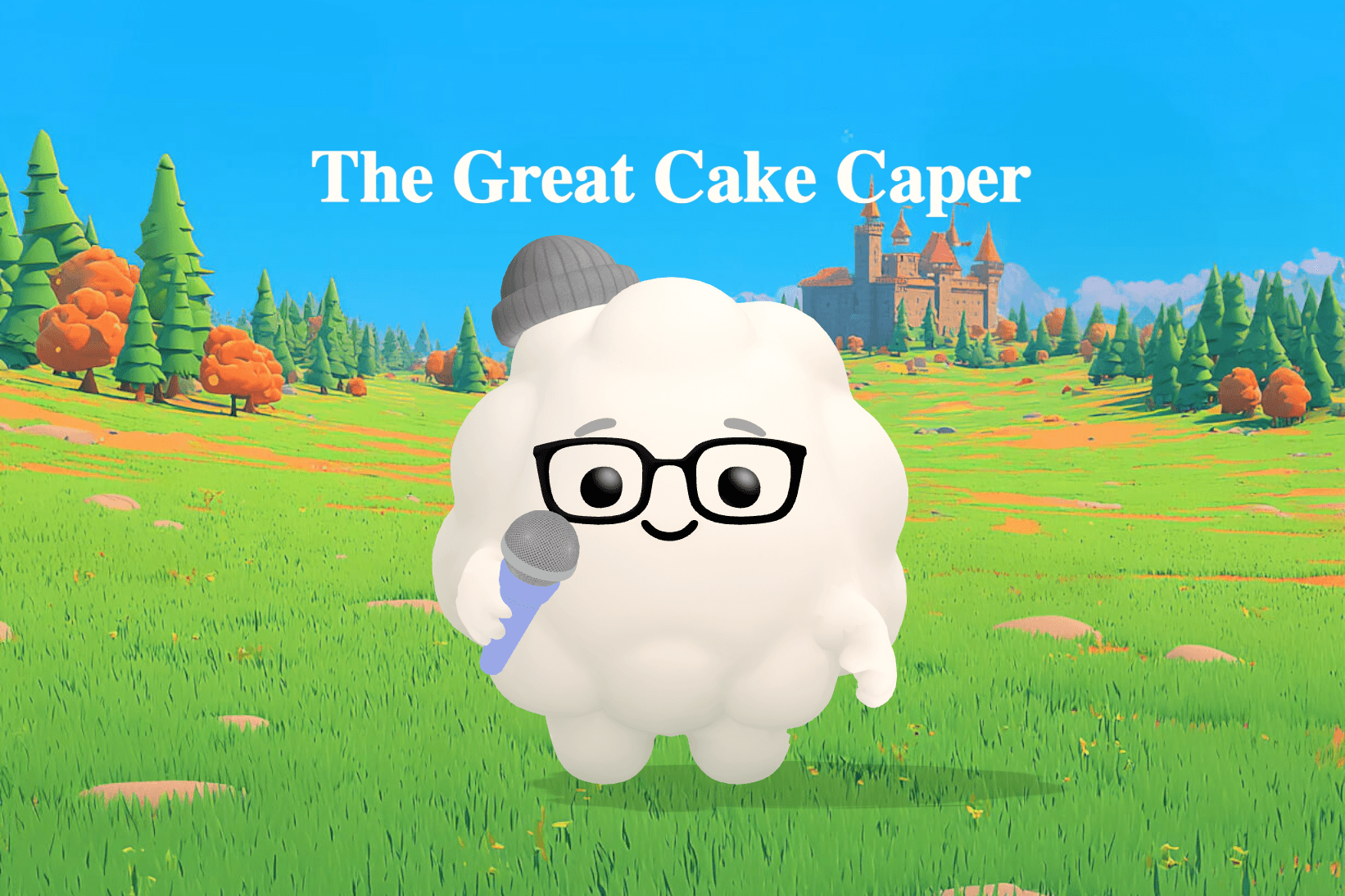 A dad stands frozen with a fork next to a three layer chocolate birthday cake while his daughter in pajamas catches him in the sunlit kitchen.