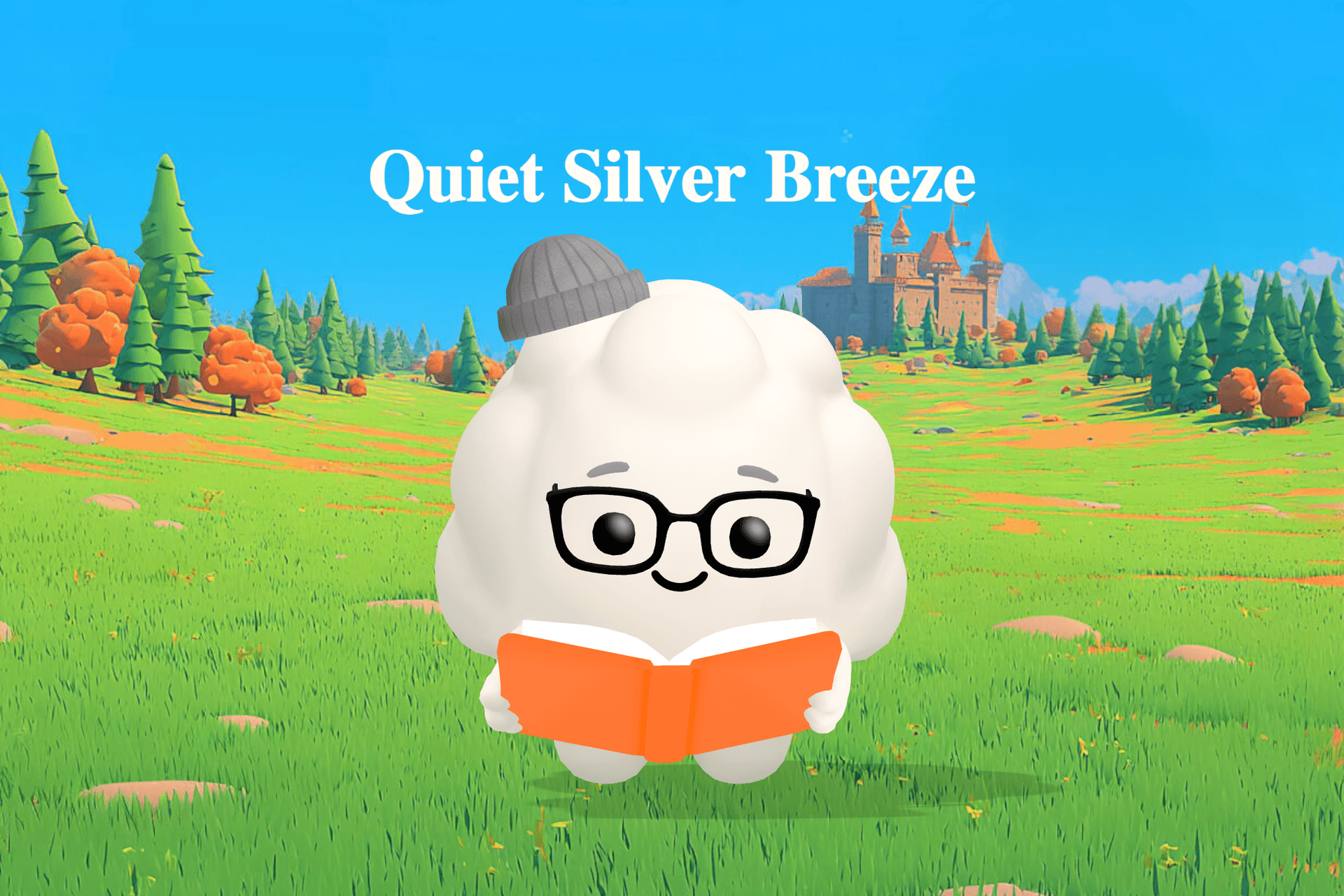 A gentle silver breeze carries falling starlight over a golden meadow beneath a quiet twilight sky.