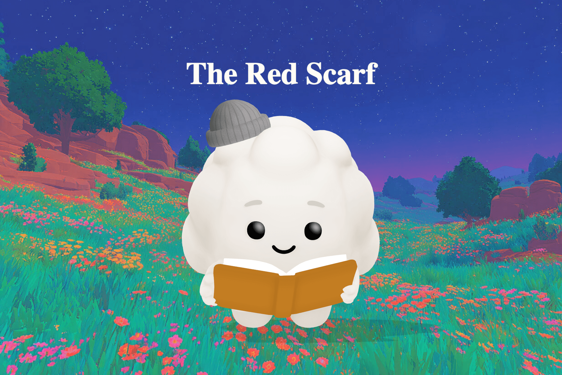 A woman wearing a red scarf helps an injured delivery man gather scattered packages along a snowy winter path.