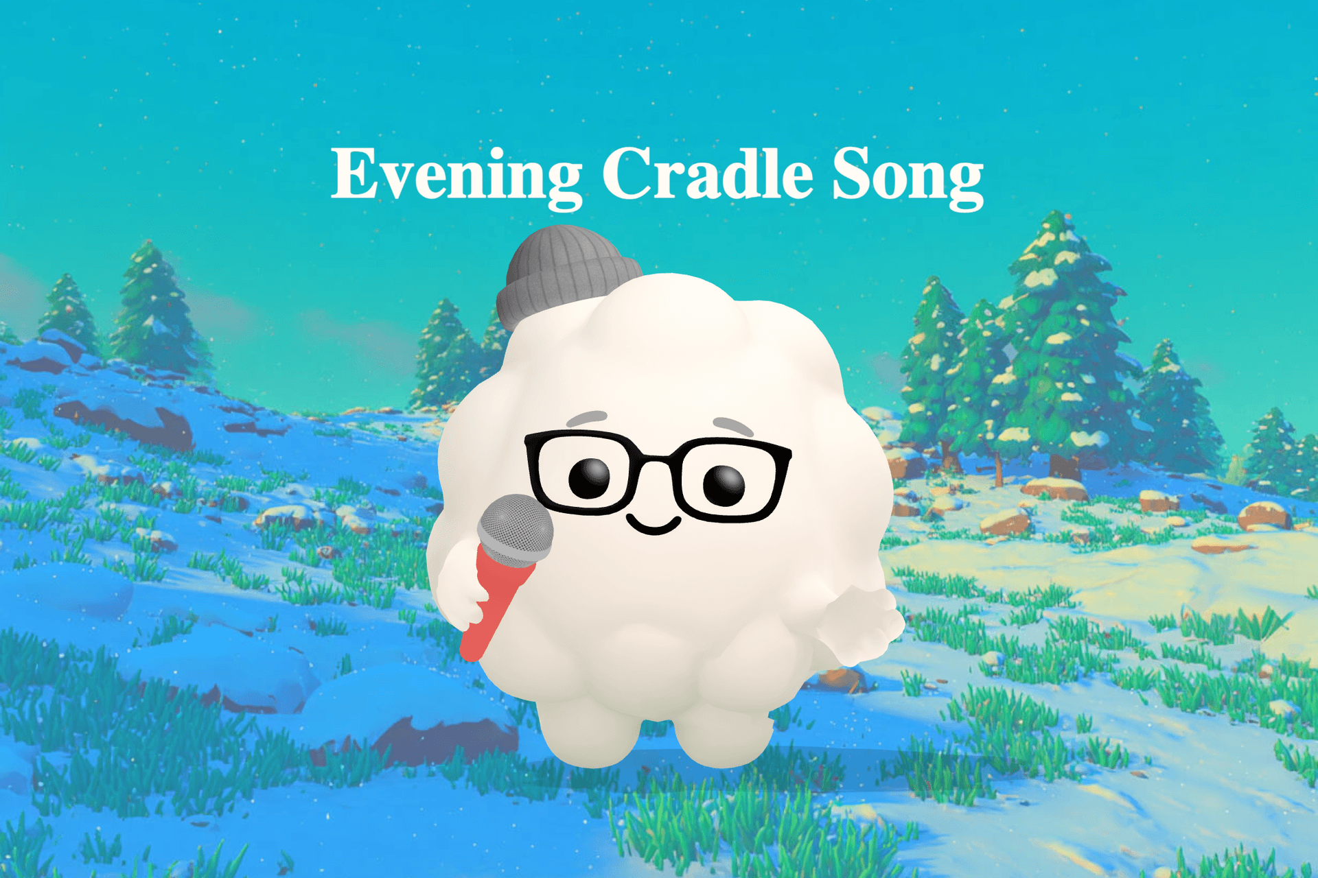 A soft, dreamy lullaby scene of moonlight glowing over a quiet meadow beside a gentle river beneath silver stars.