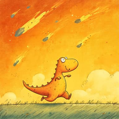 Dinosaur story for kids about bravery during a meteor storm