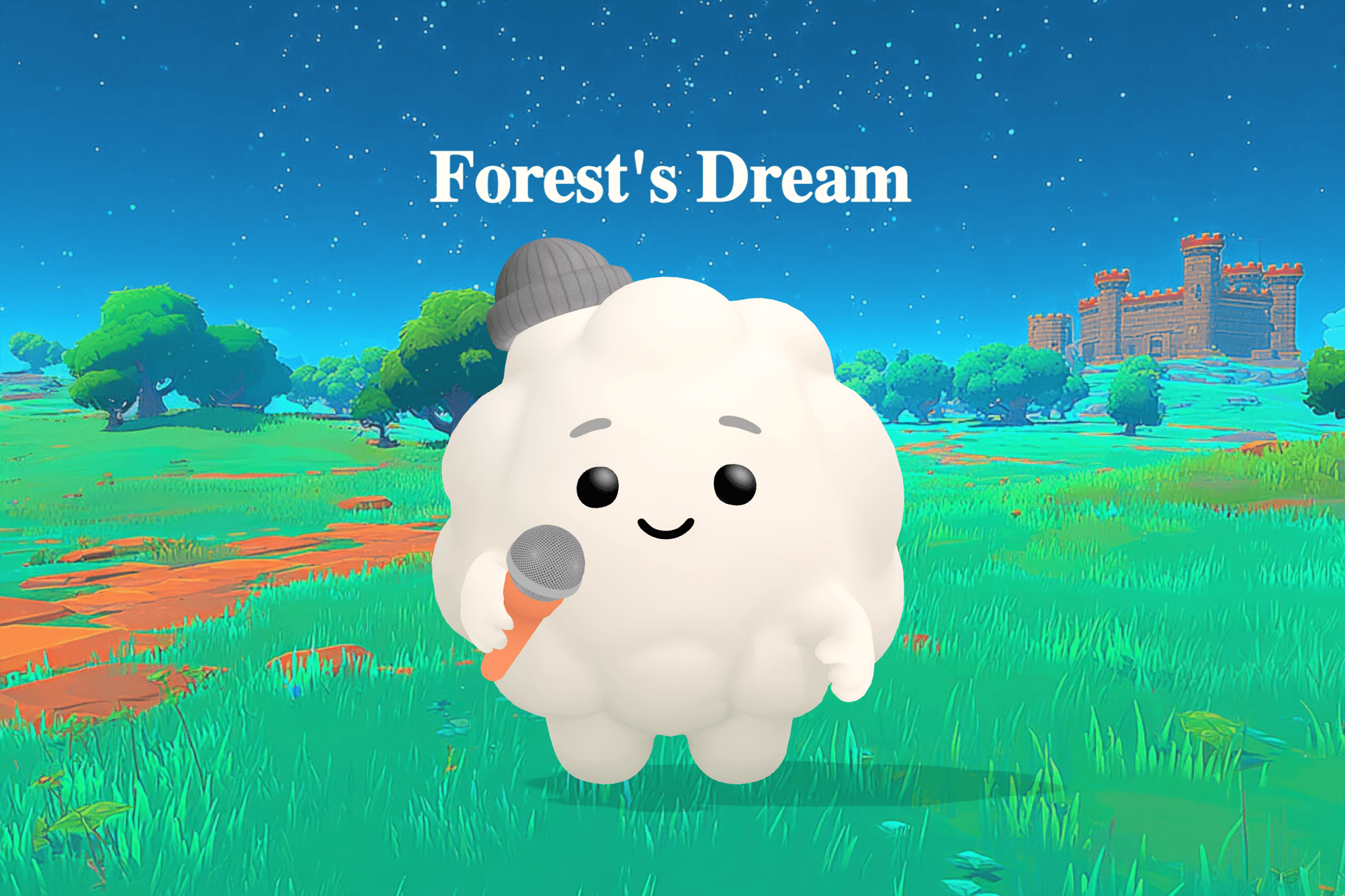 A soft, dreamy lullaby scene with a silver moon glowing above a cozy room where a child rests beside a teddy bear under a warm blanket.
