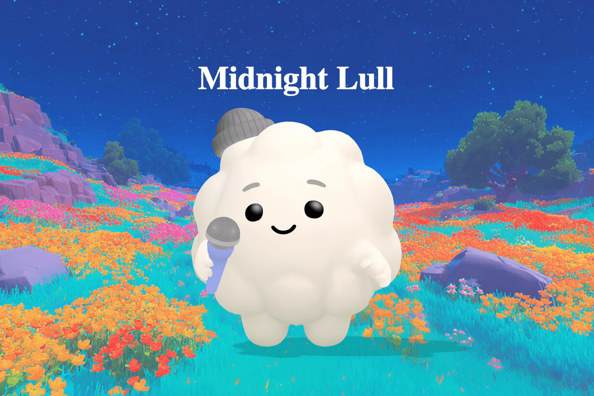 A soft, dreamy nighttime nursery scene with warm golden light glowing over a sleeping baby beneath gently shining stars and drifting clouds.