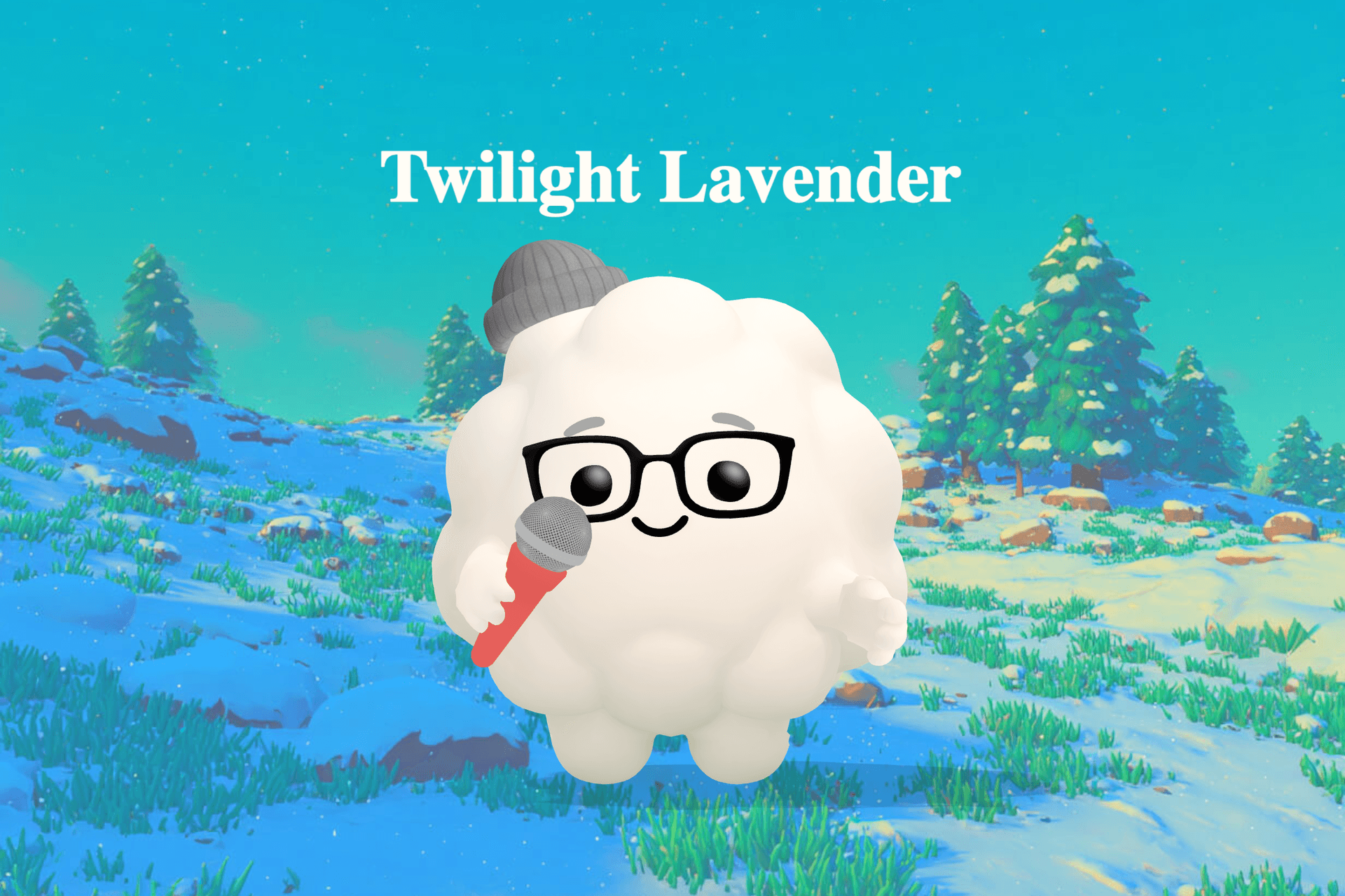 A wide lavender field at twilight, rows of purple blooms bending in a soft breeze beneath a violet sky as the first silver moon rises over a distant river.