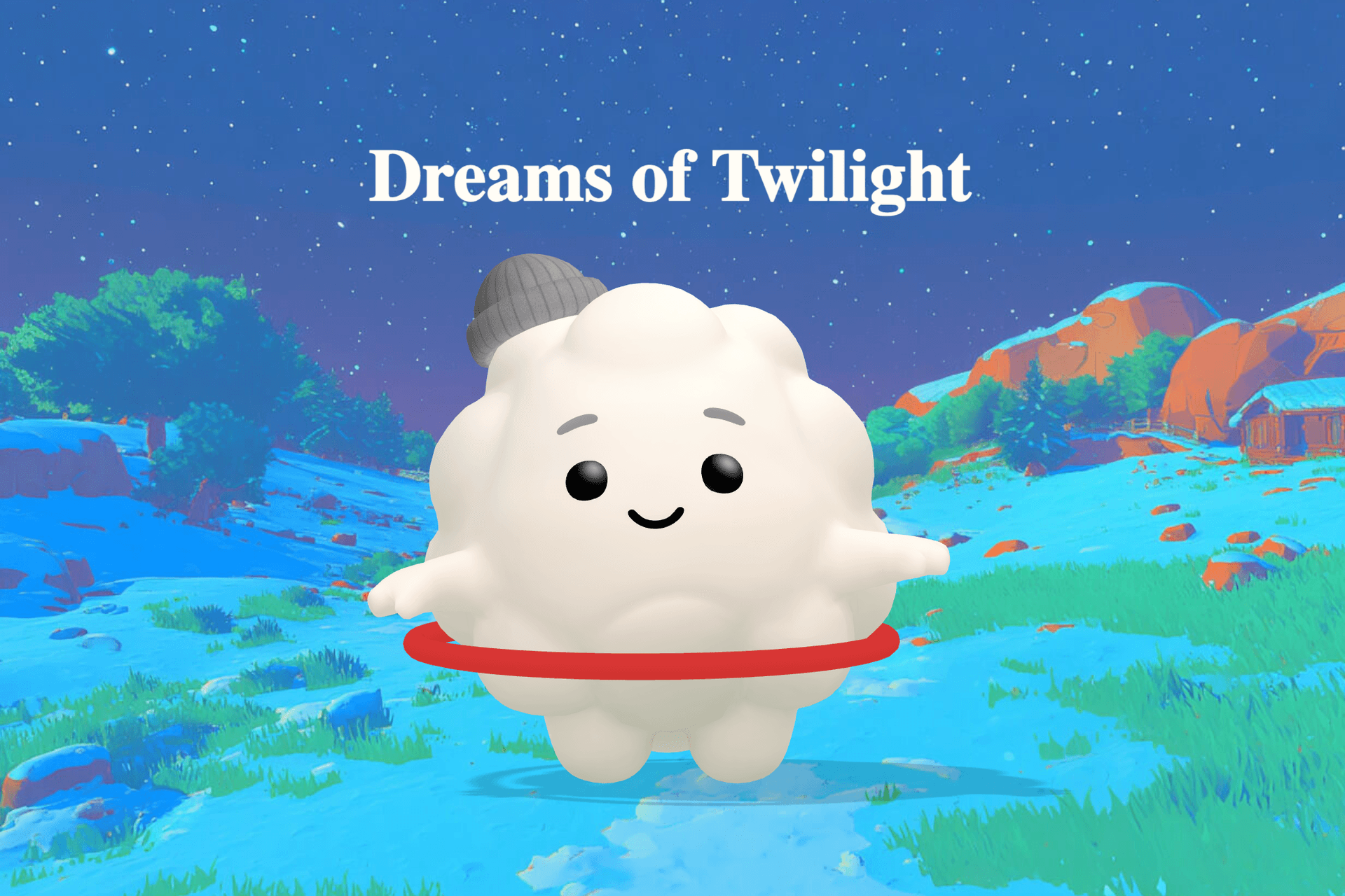 A dreamy twilight scene with silver stars glowing softly over a quiet meadow and a gentle ocean beneath warm moonlight.