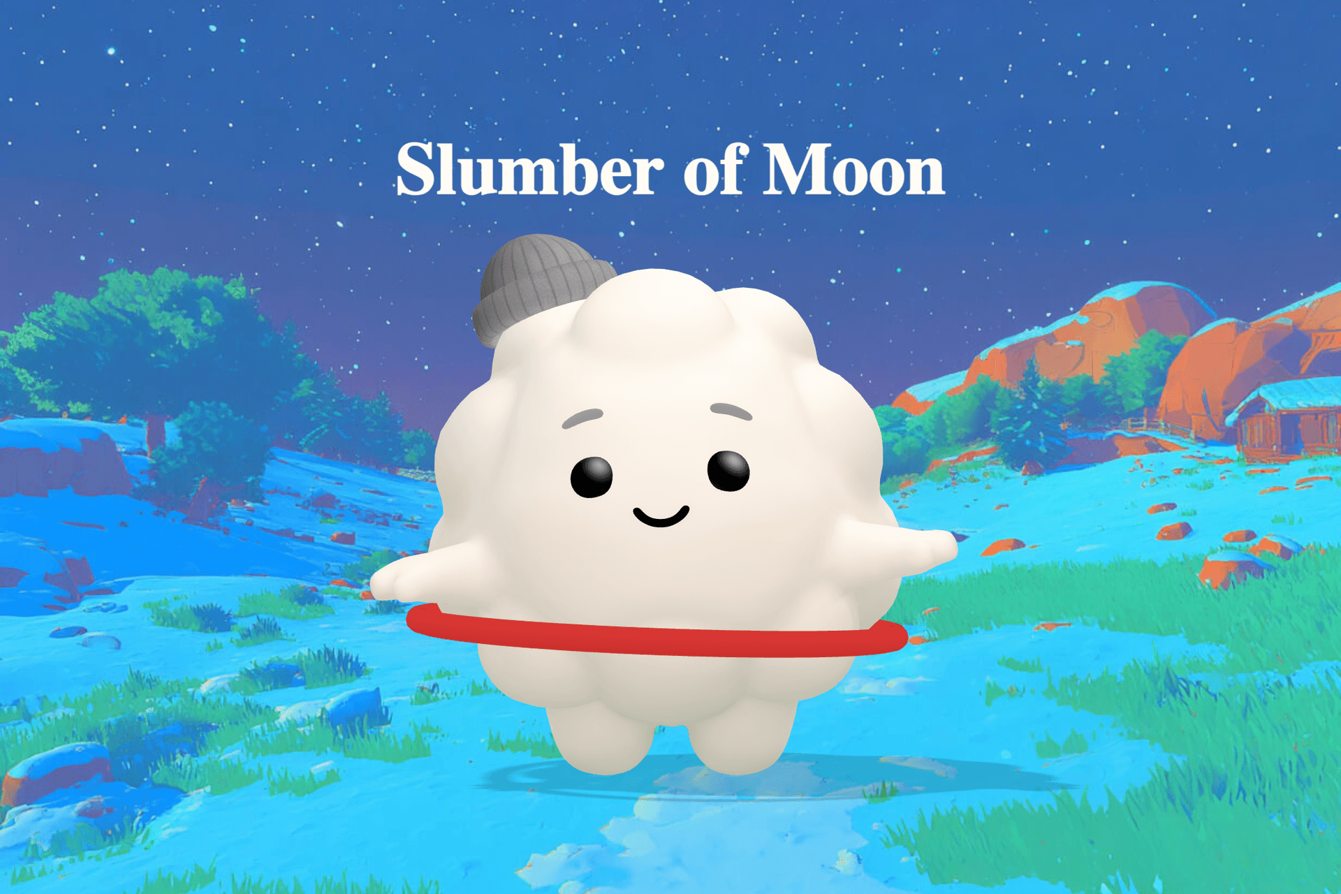 A softly lit room with starlight falling through a window onto a sleeping child tucked beneath a cozy blanket under a glowing moon.
