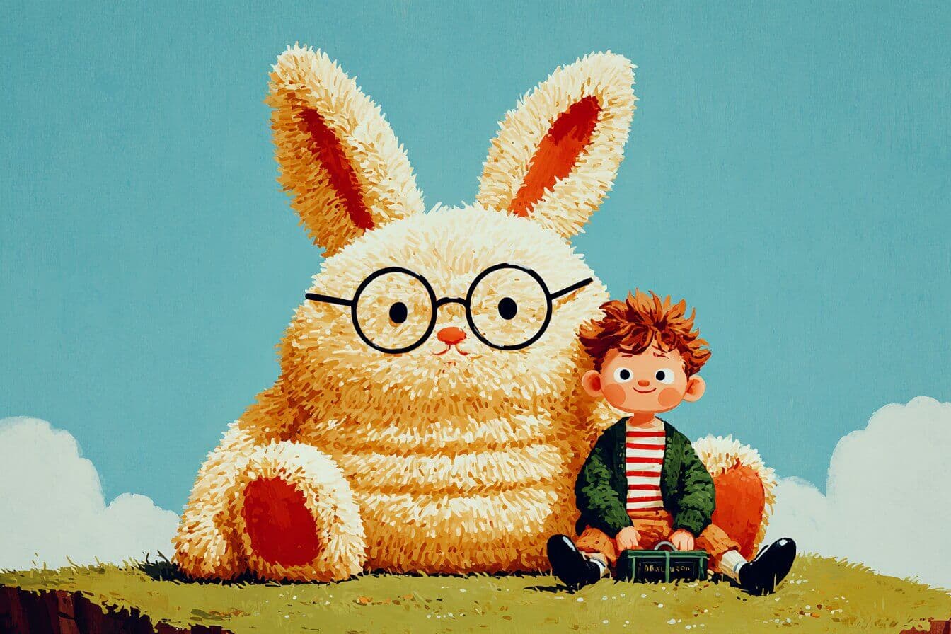 A small velvet rabbit sits beside a child under a blanket tent while moonlight glows through a bedroom window.