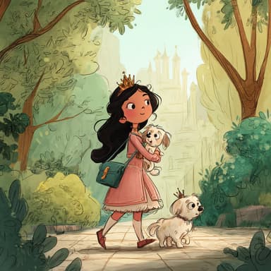Short princess story for kids about discovering a magical garden with pets