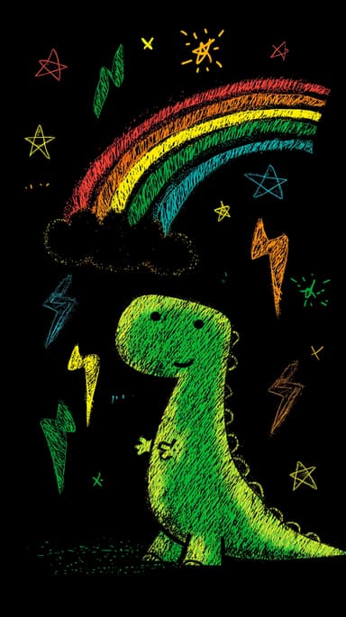 Dinosaur bedtime story about a T-Rex discovering a rainbow waterfall